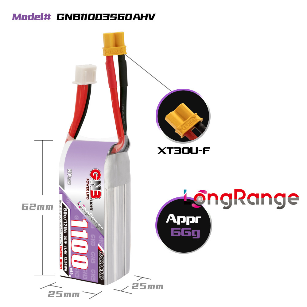 GNB 1100mAh 2S 3S 4S 6S 60C/12 - Fpv Drone Battery reseña y precio