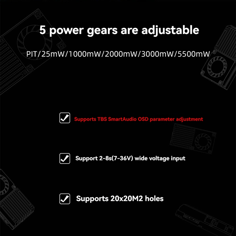 5.8G 5.5W VTX 64CH High Power  - Fpv Drone Transmitter reseña y precio